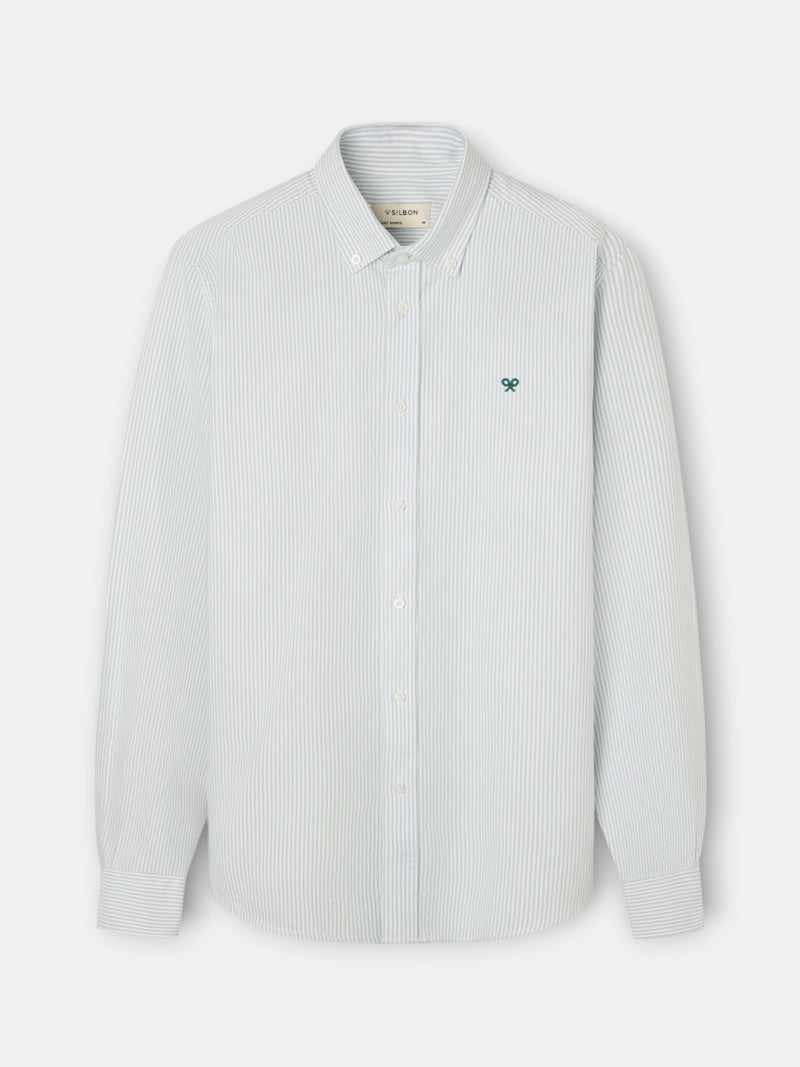 Green striped oxford sport shirt