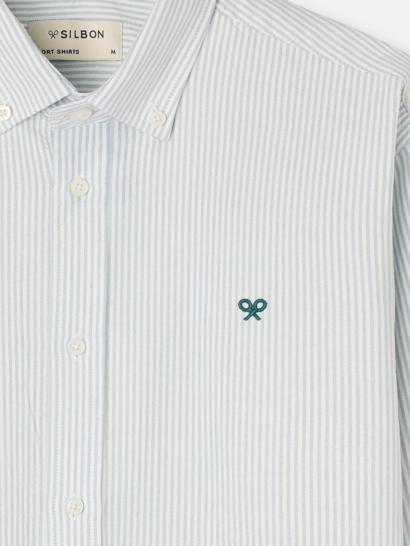 Green striped oxford sport shirt
