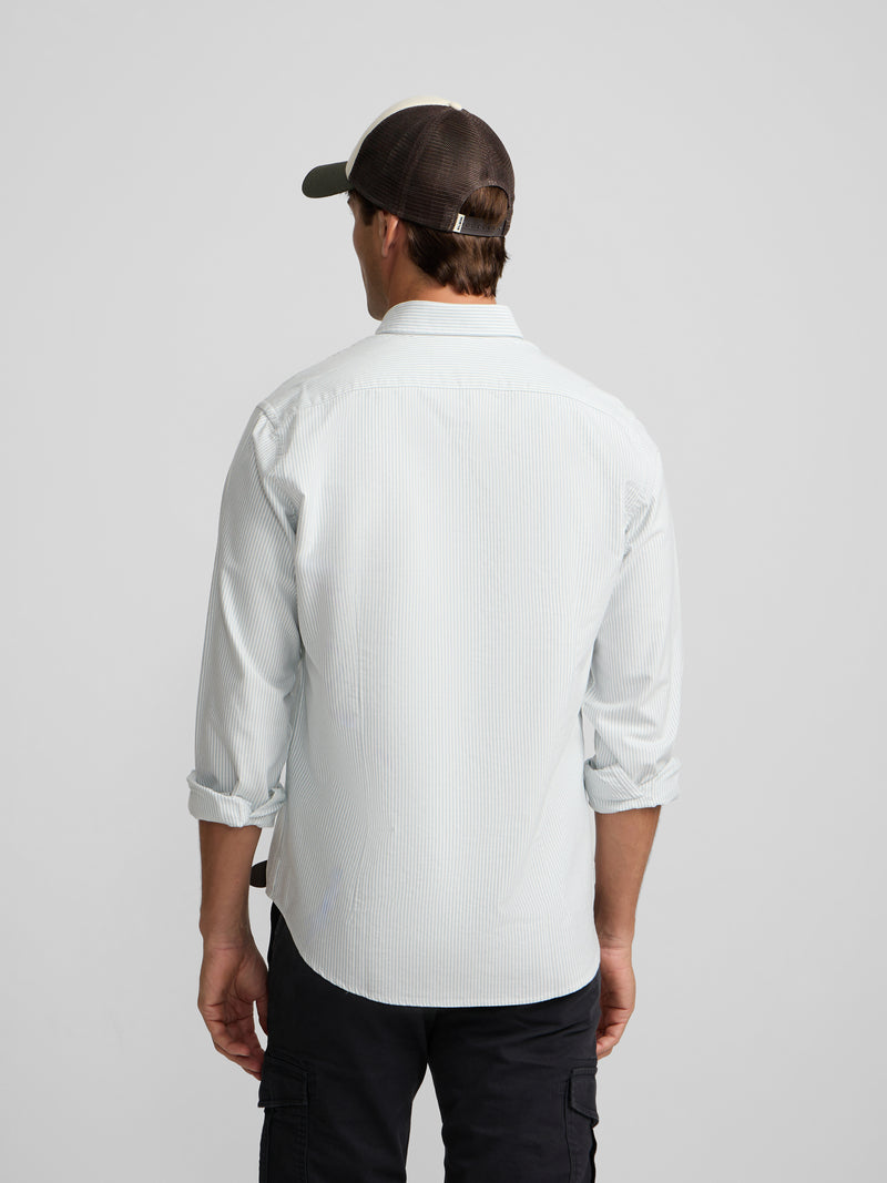 Green striped oxford sport shirt