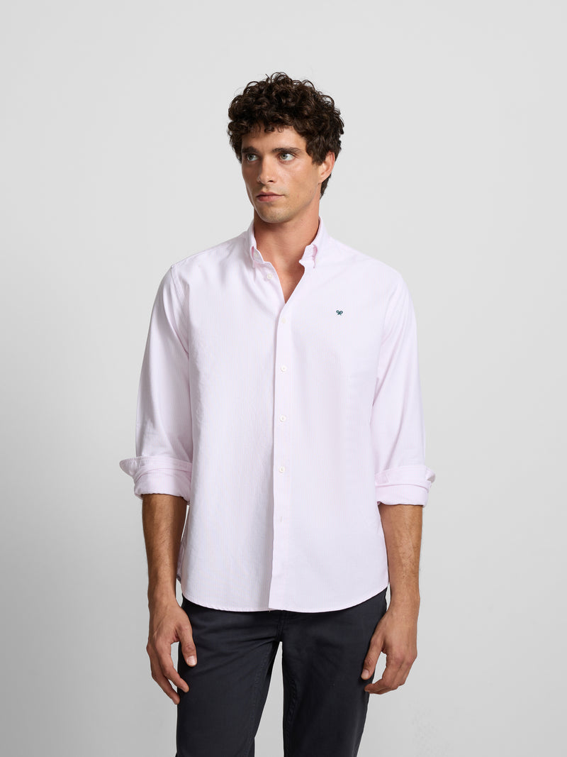 Camisa sport oxford raya media rosa