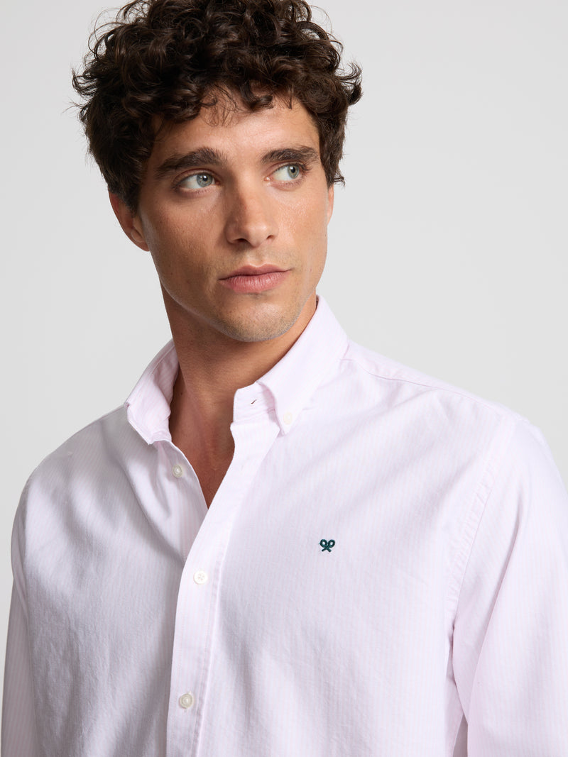 Camisa sport oxford raya media rosa