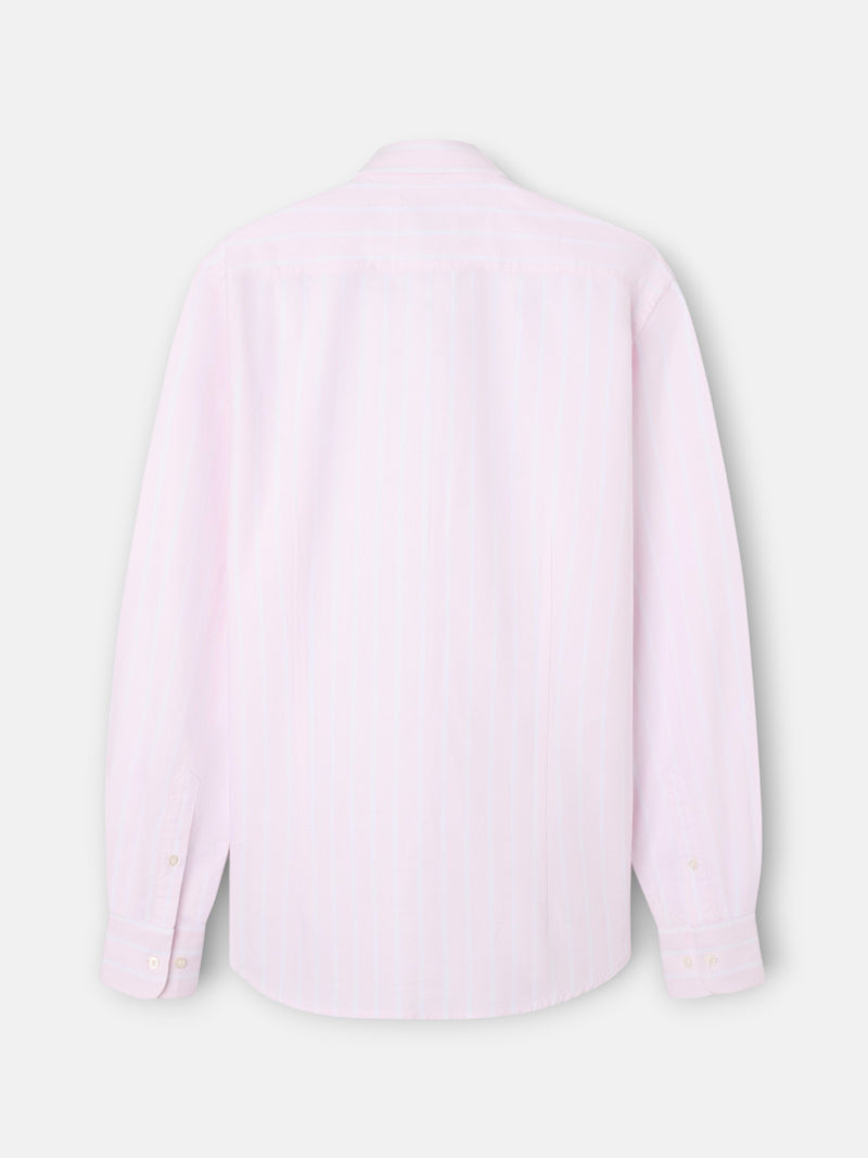 Wide stripe pink oxford sport shirt