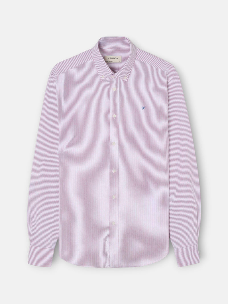 Camisa sport oxford rayas burdeos