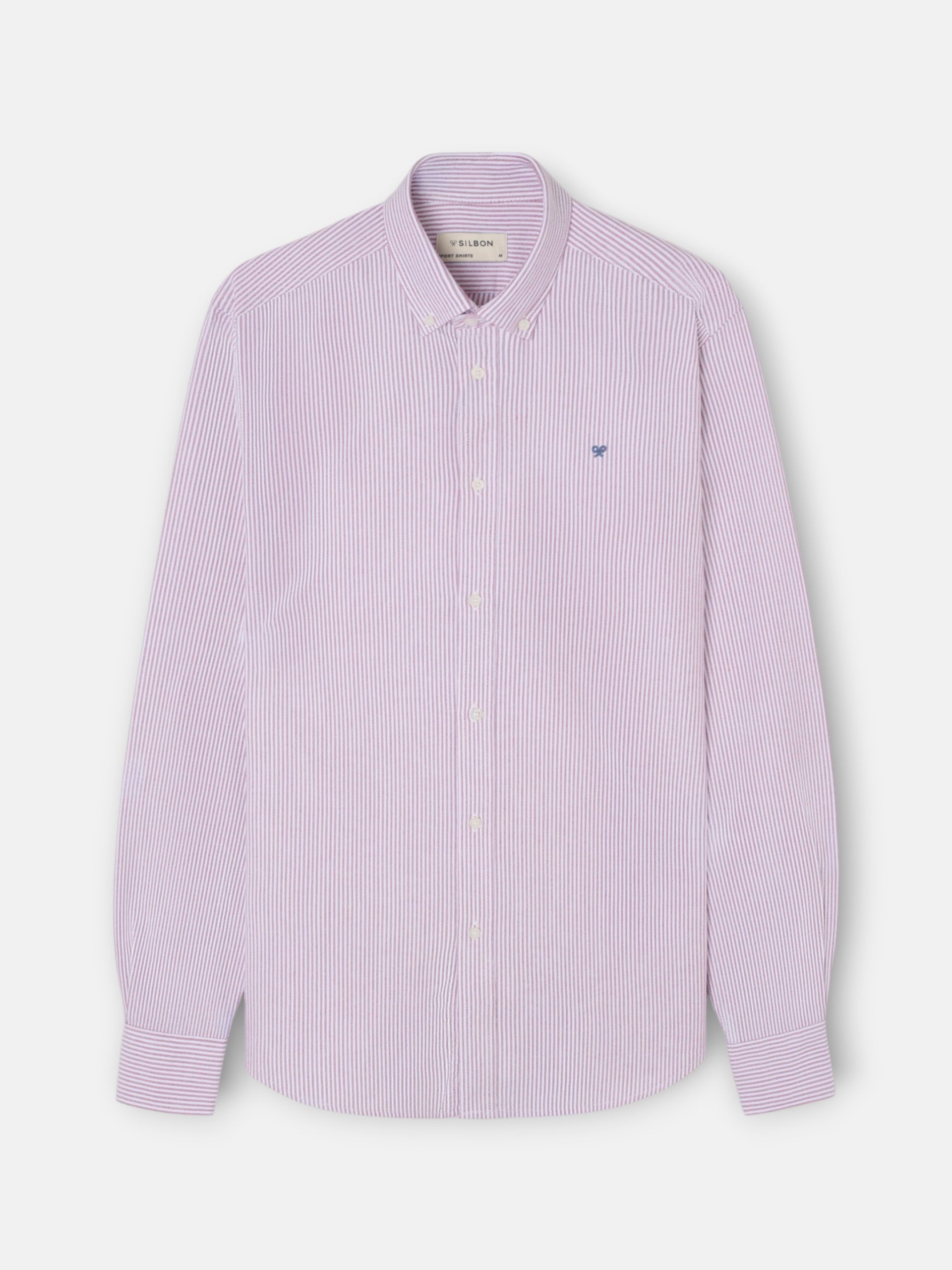 Camisa sport oxford rayas burdeos