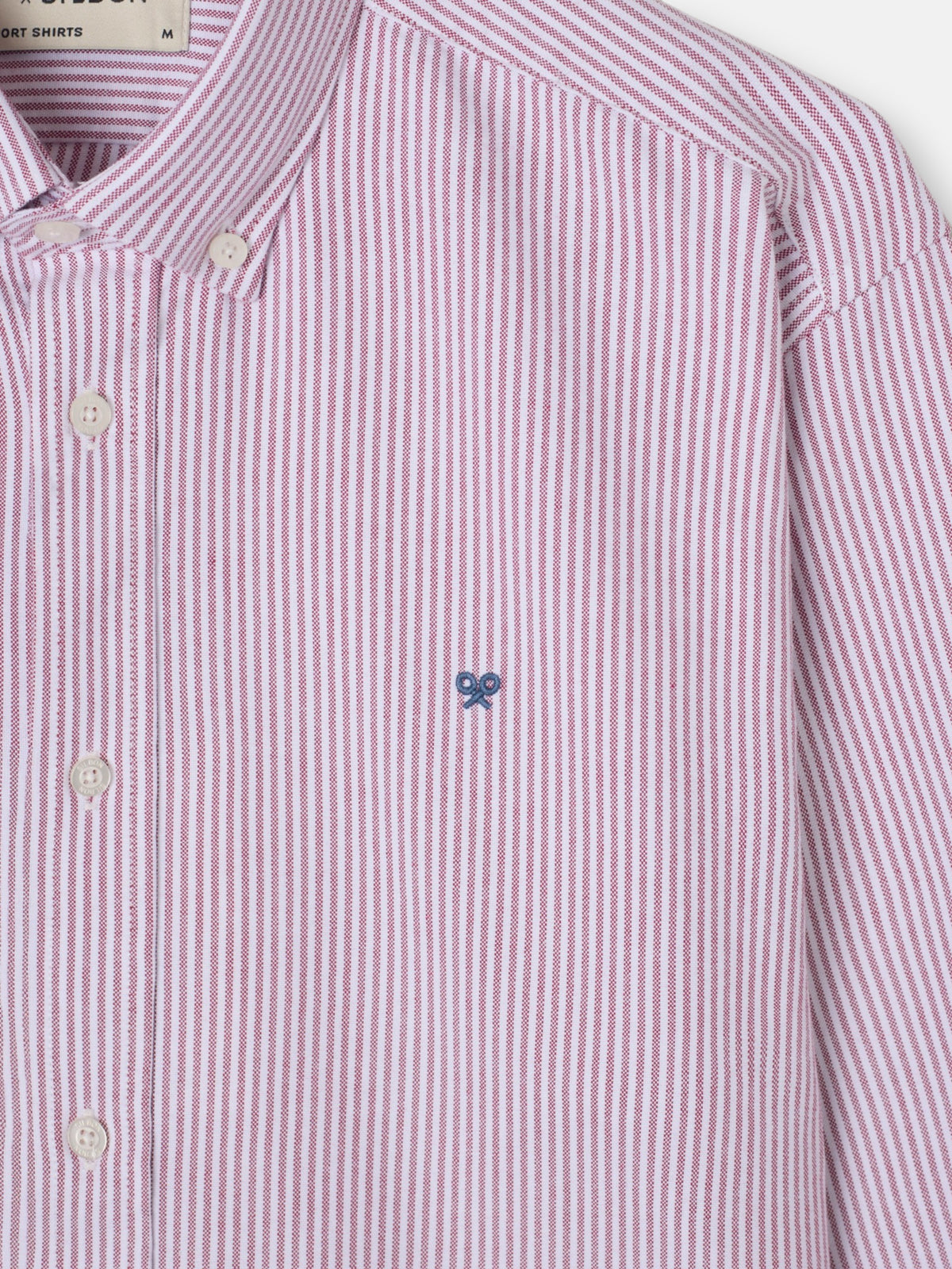 Camisa sport oxford rayas burdeos