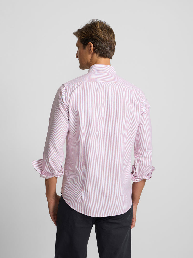 Camisa sport oxford rayas burdeos
