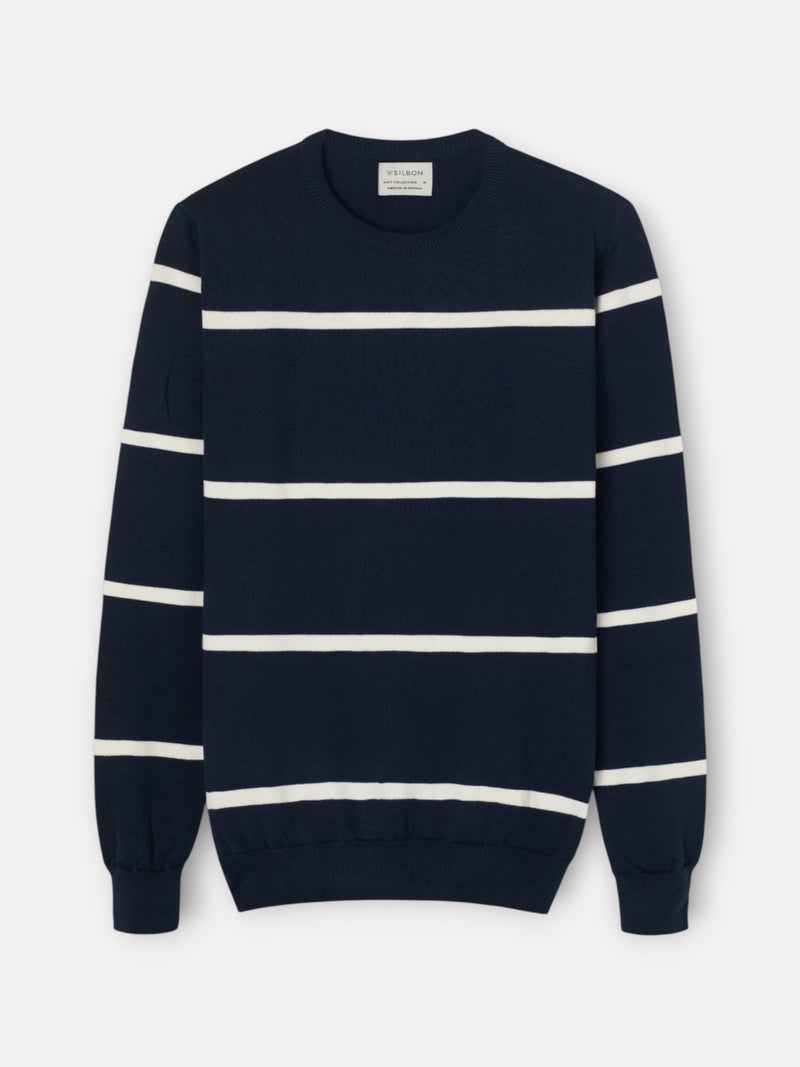 Pull à rayures bleu marine