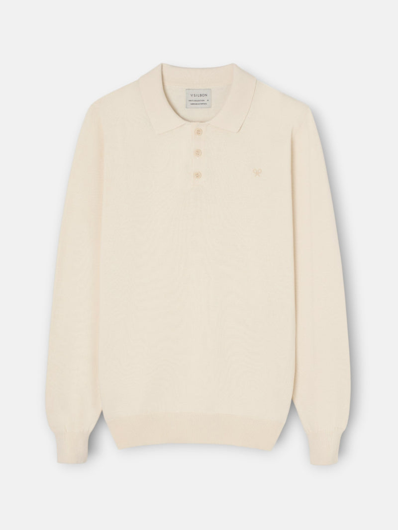 Camisola gola polo pedra