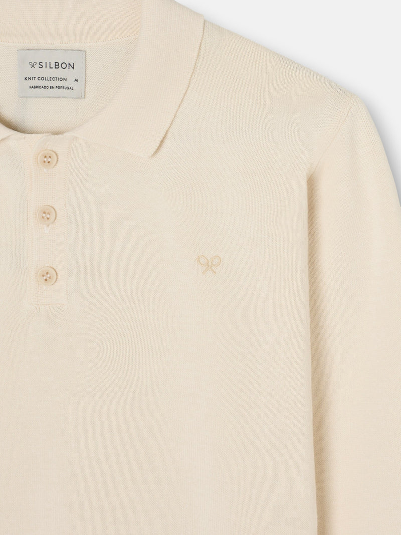 Camisola gola polo pedra