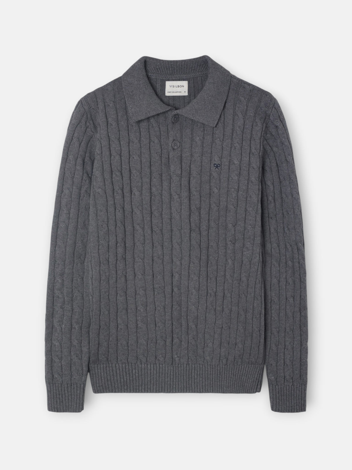 Pull col polo torsadé gris
