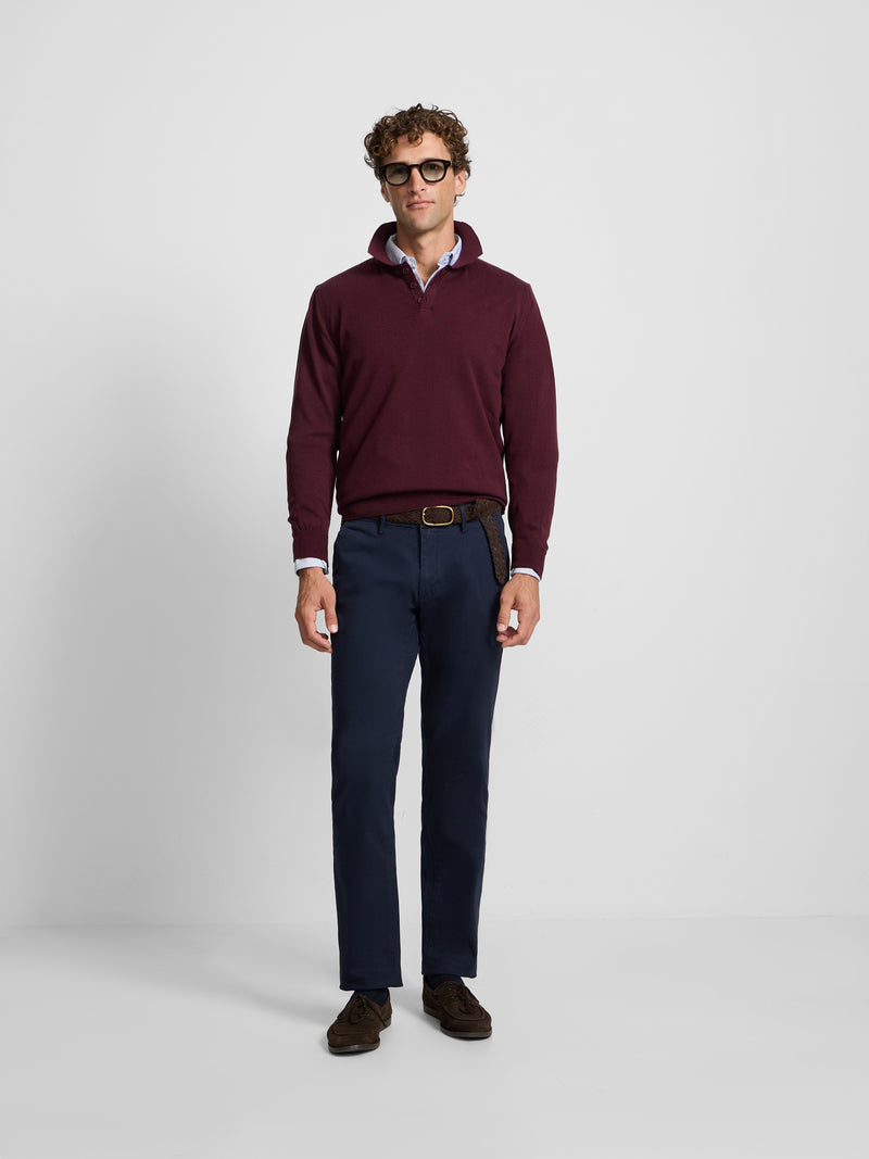 Jersey cuello polo burdeos