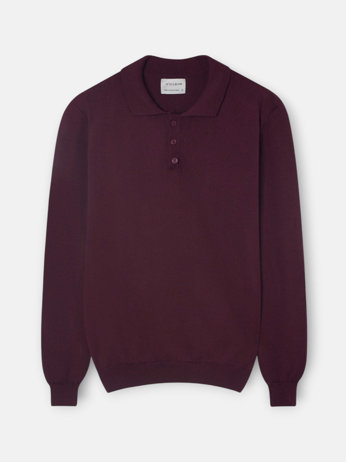 Jersey cuello polo burdeos