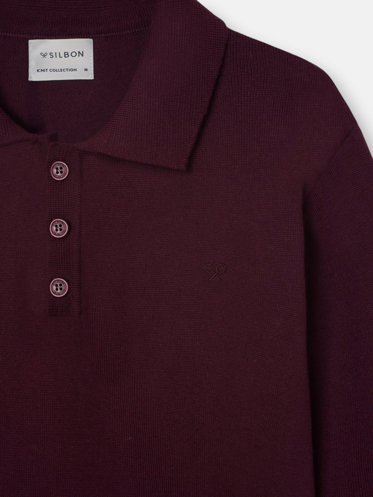 Jersey cuello polo burdeos