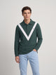 Dark green chevron long sleeve polo