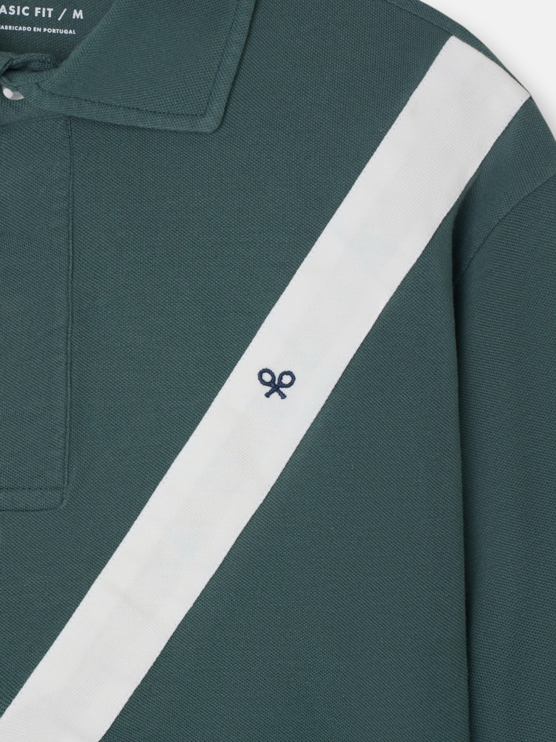 Dark green chevron long sleeve polo