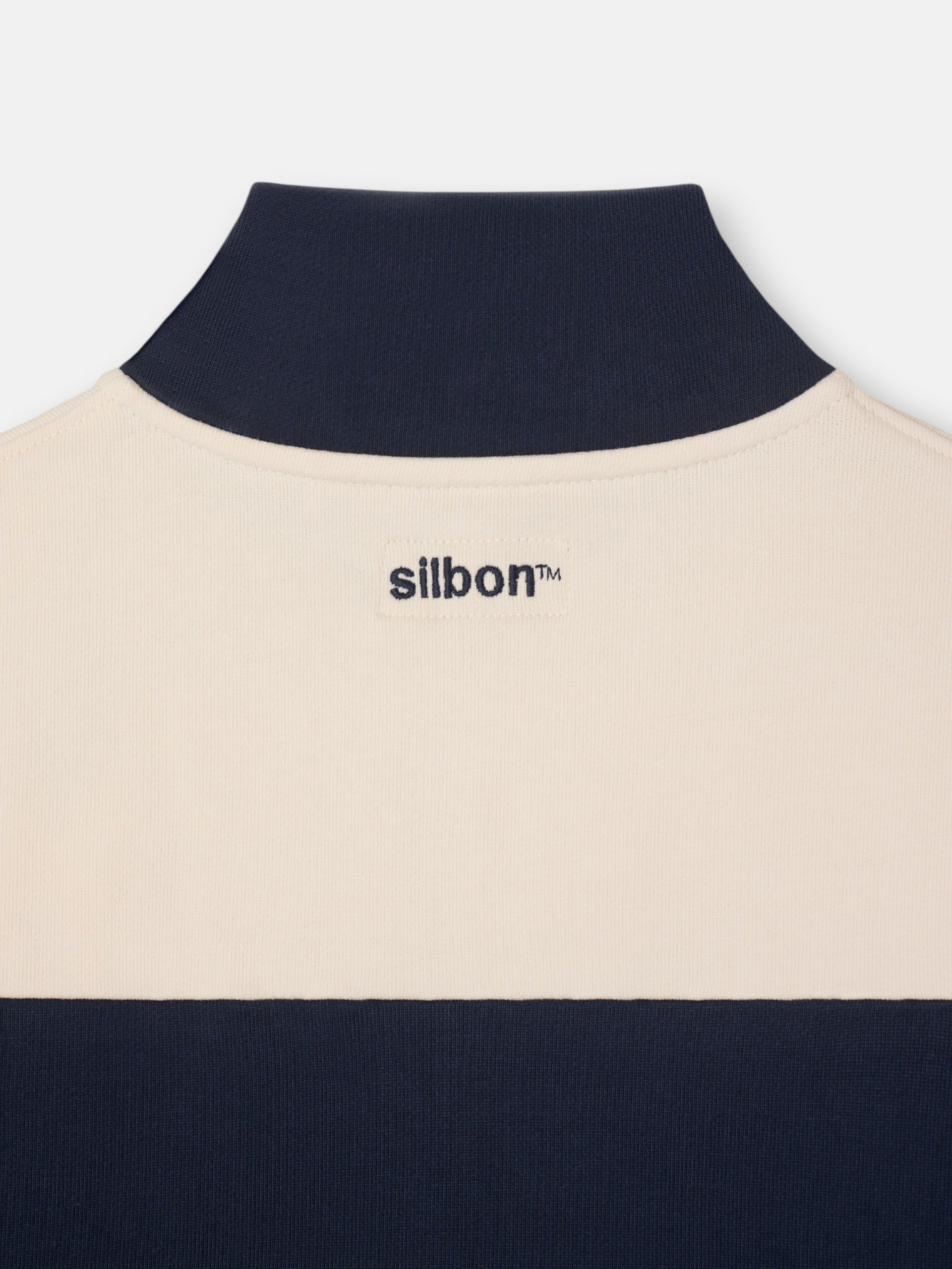 Sudadera media cremallera raya ancha azul marino