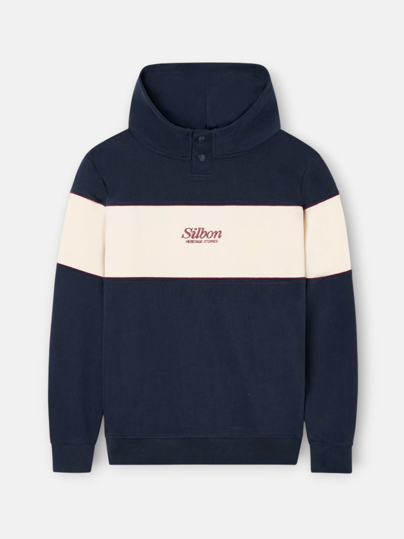 Sudadera capucha bloque snaps azul marino