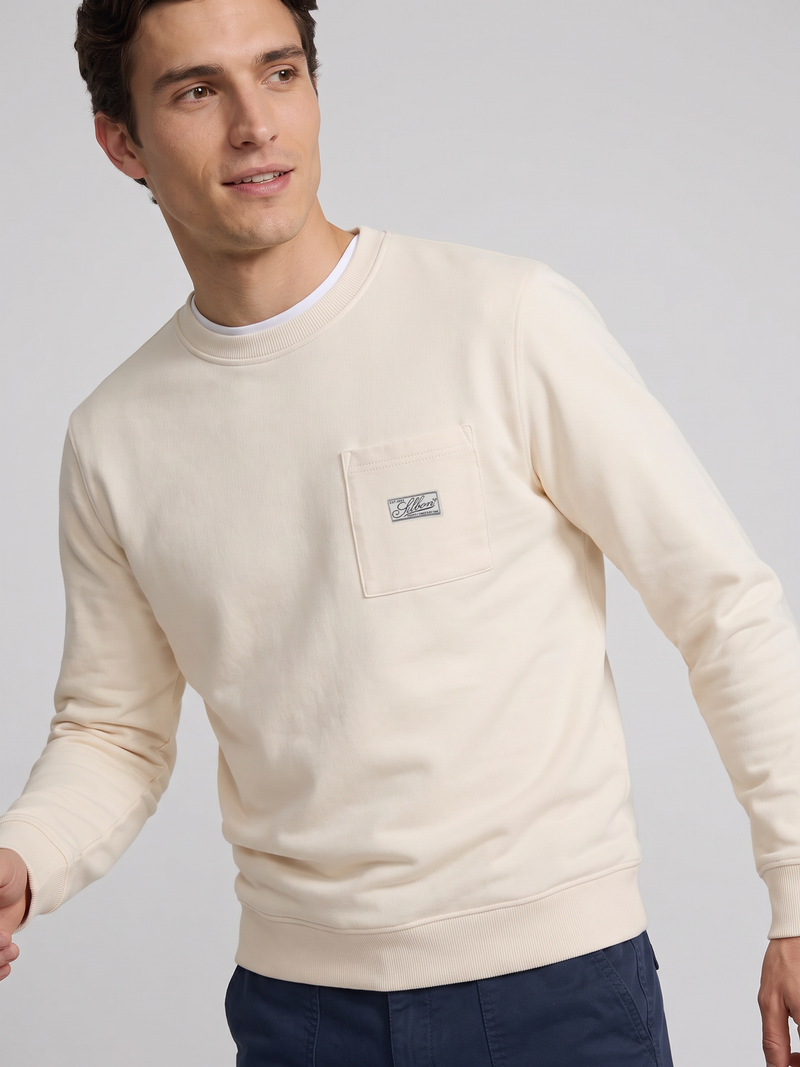 Sweatshirt bolso etiqueta creme