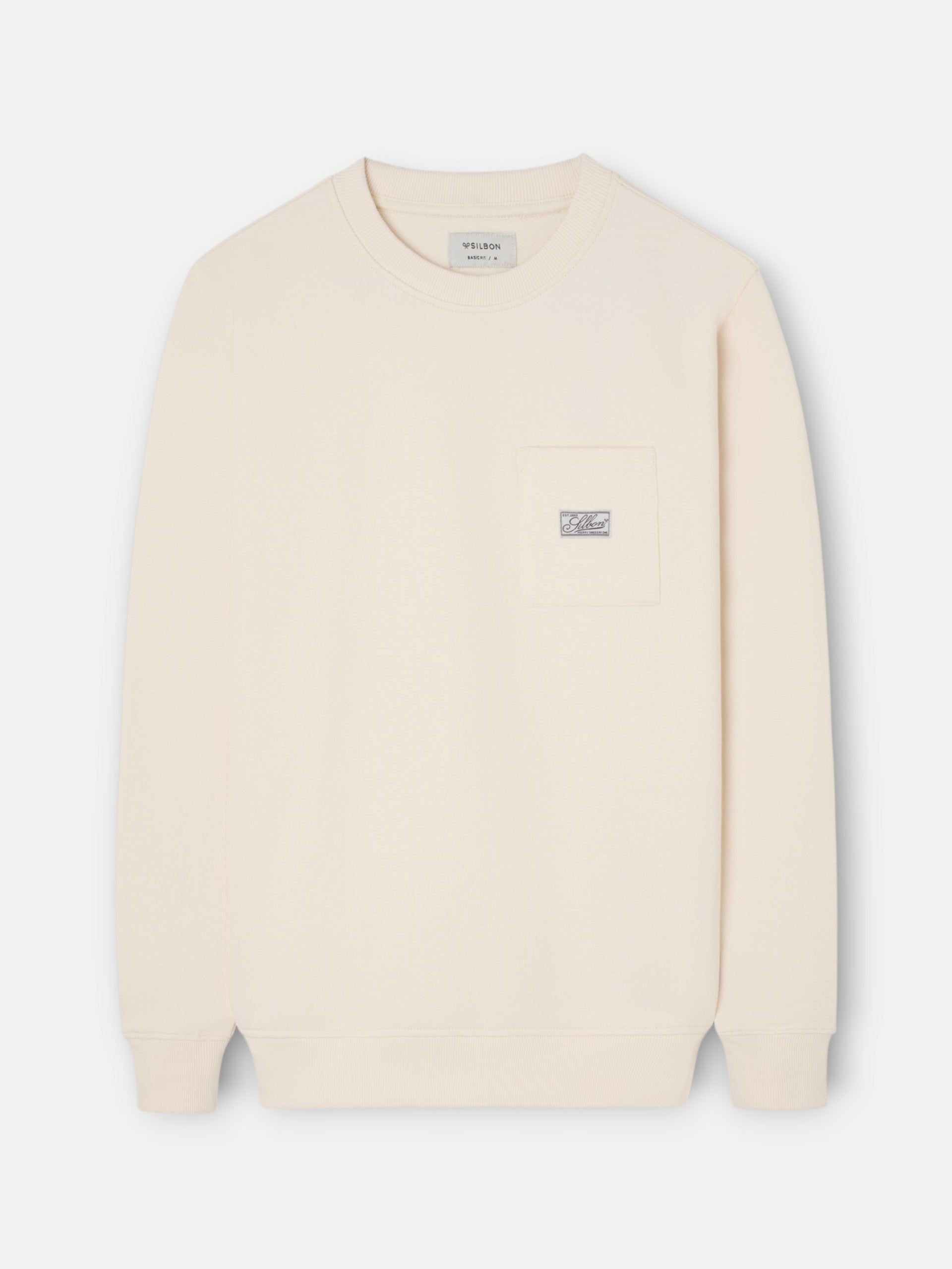 Sudadera bolsillo etiqueta crema