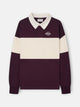Sudadera relaxed fit cuello polo bloque burdeos