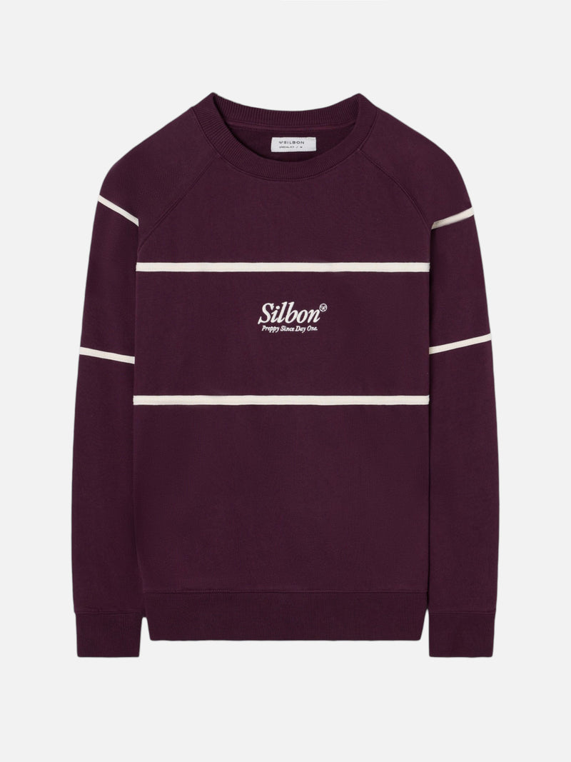 Sudadera special fit ranglan franjas burdeos