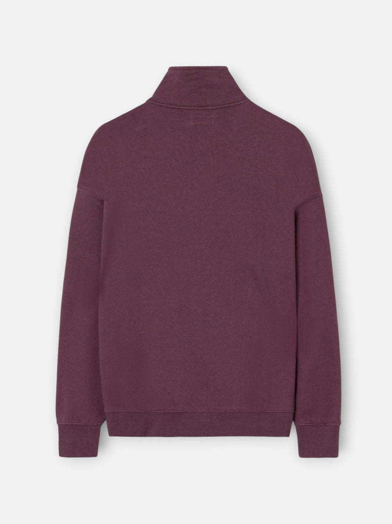 Sudadera relaxed fit media cremallera ranglan burdeos