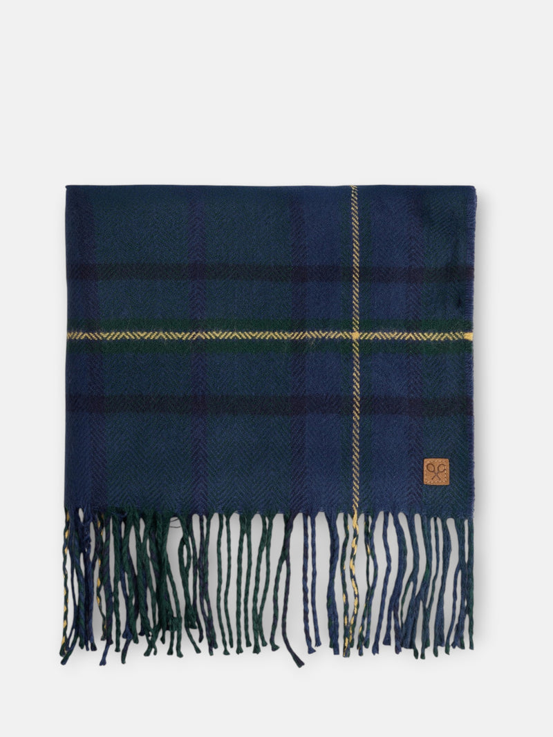 Bufanda cuadro tartan azul marino