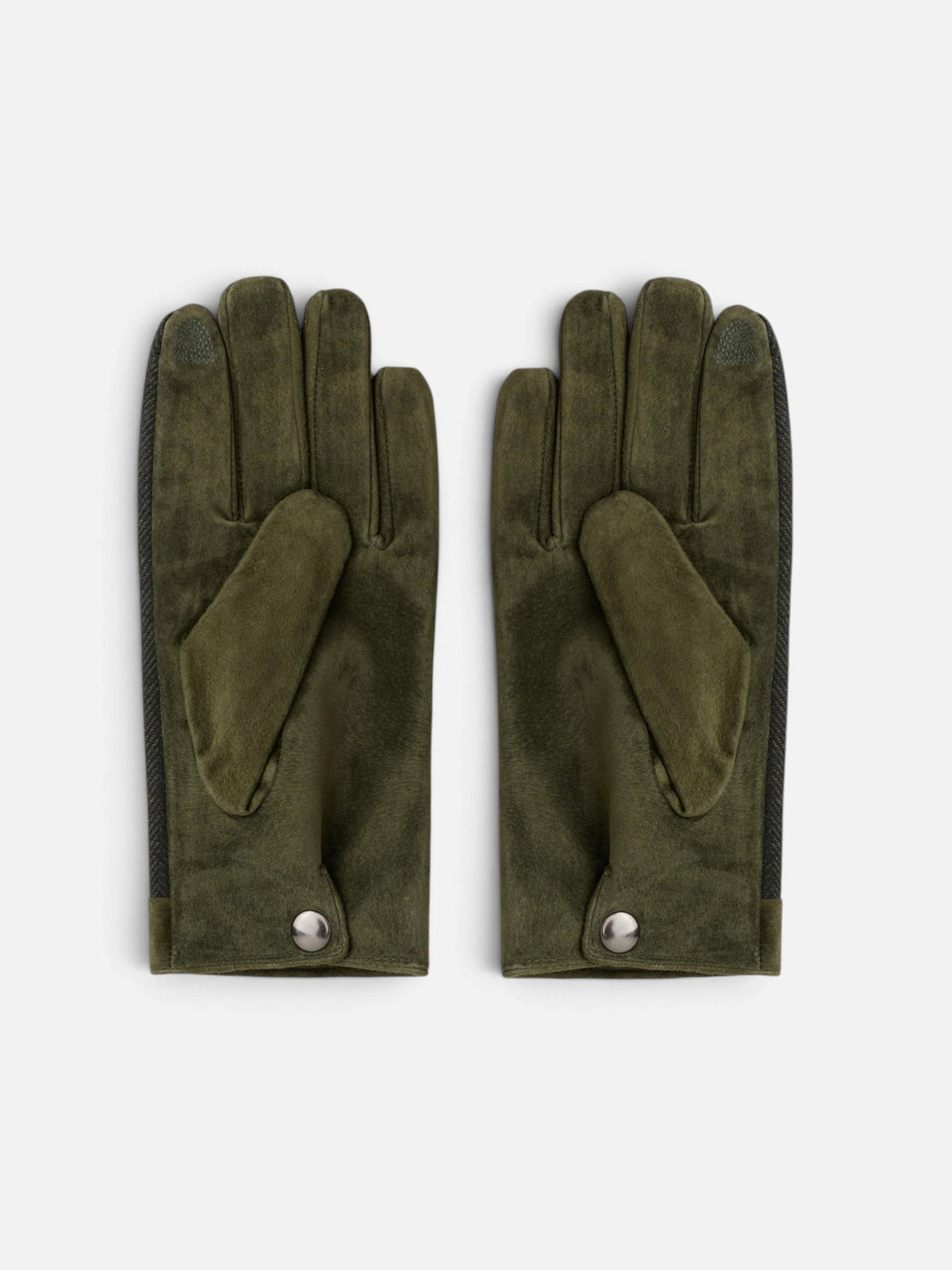 Gants en cuir à chevrons verts