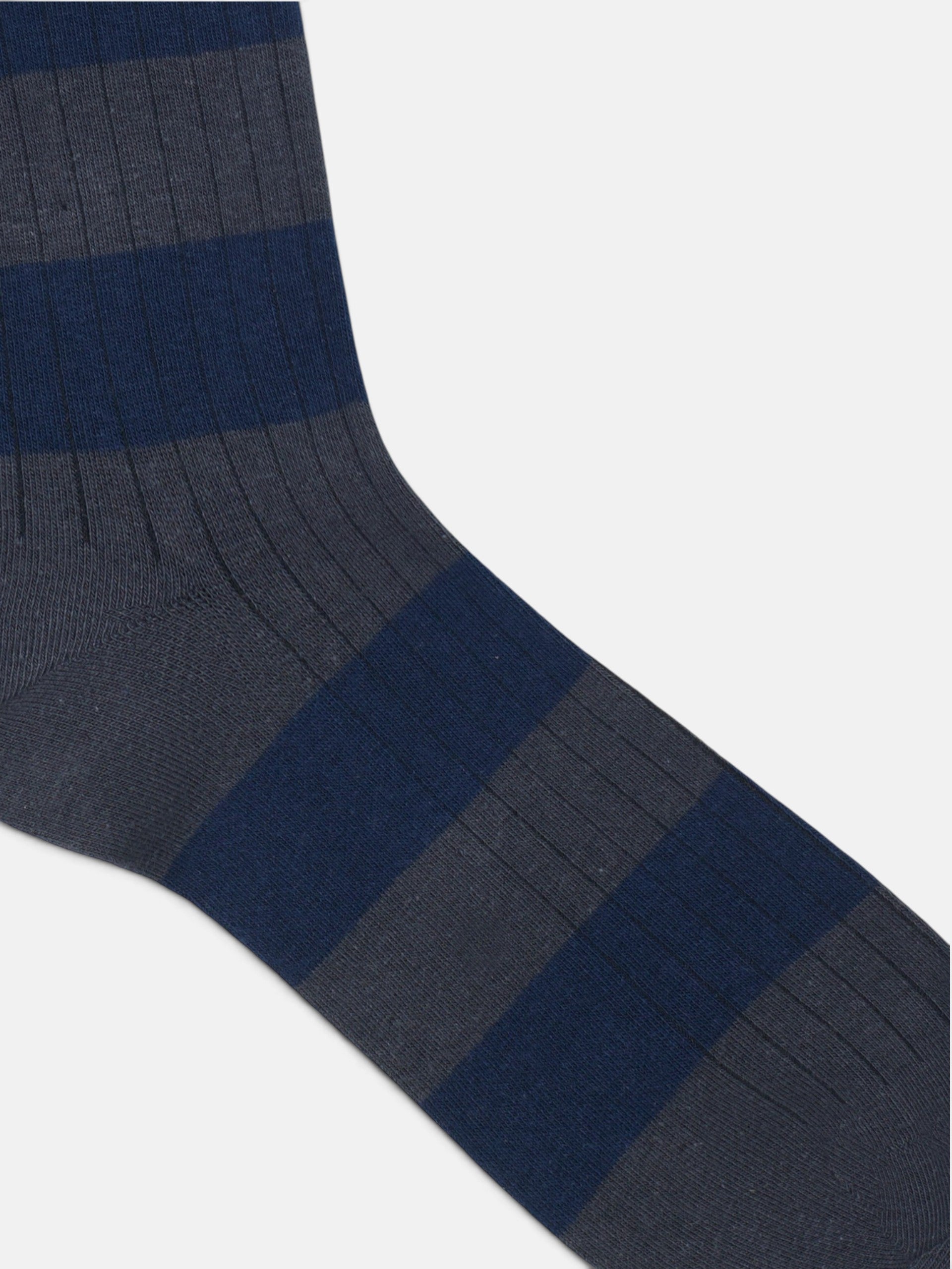 Calcetin raya ancha bicolor gris
