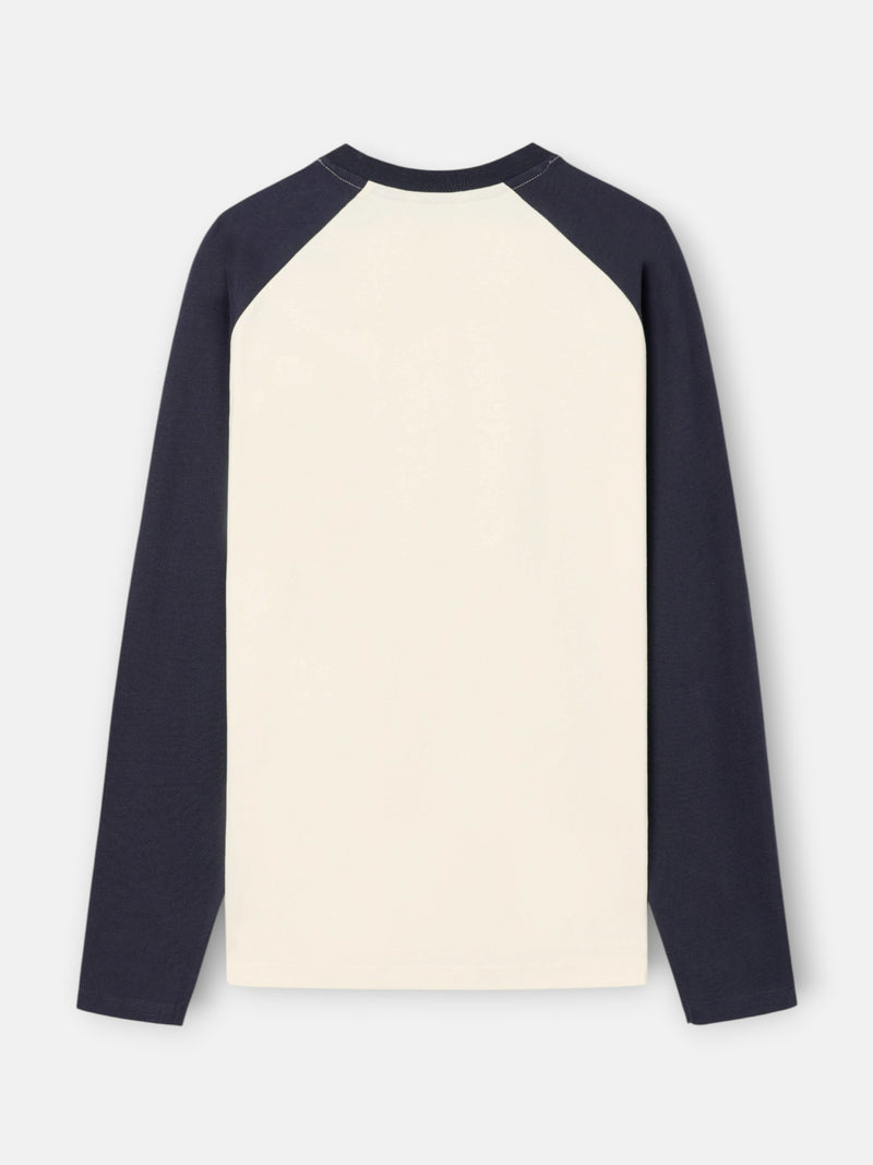 Navy blue long-sleeve raglan t-shirt