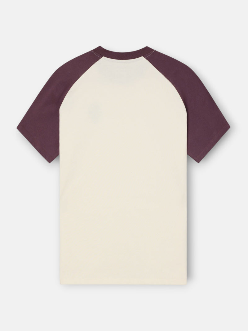 Camiseta relaxed fit mangas contraste burdeos