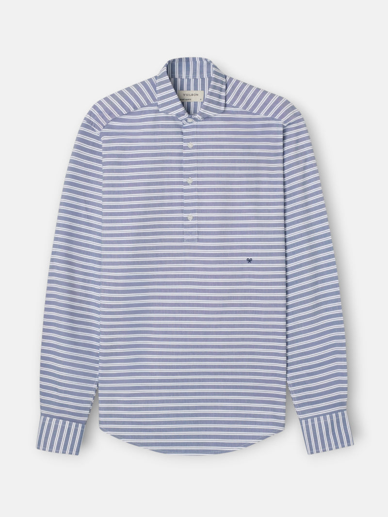 Polo oxford risca horizontal azul-marinho