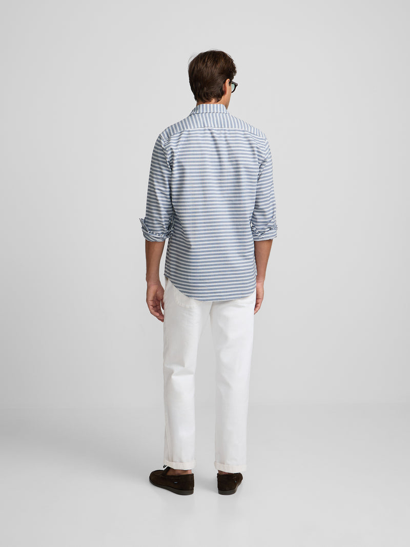 Polo oxford risca horizontal azul-marinho