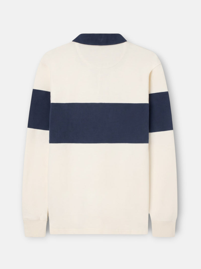 Polo manga larga raya azul marino crema