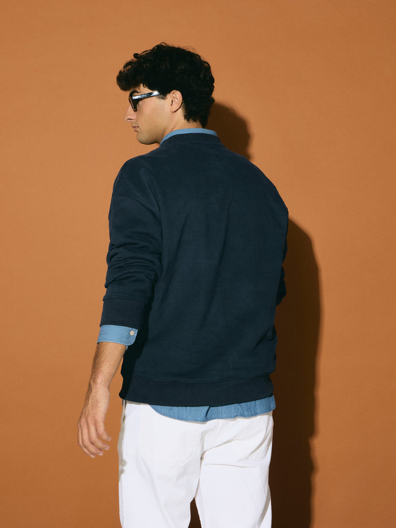Sweat-shirt coupe décontractée Silbon brodé bleu marine