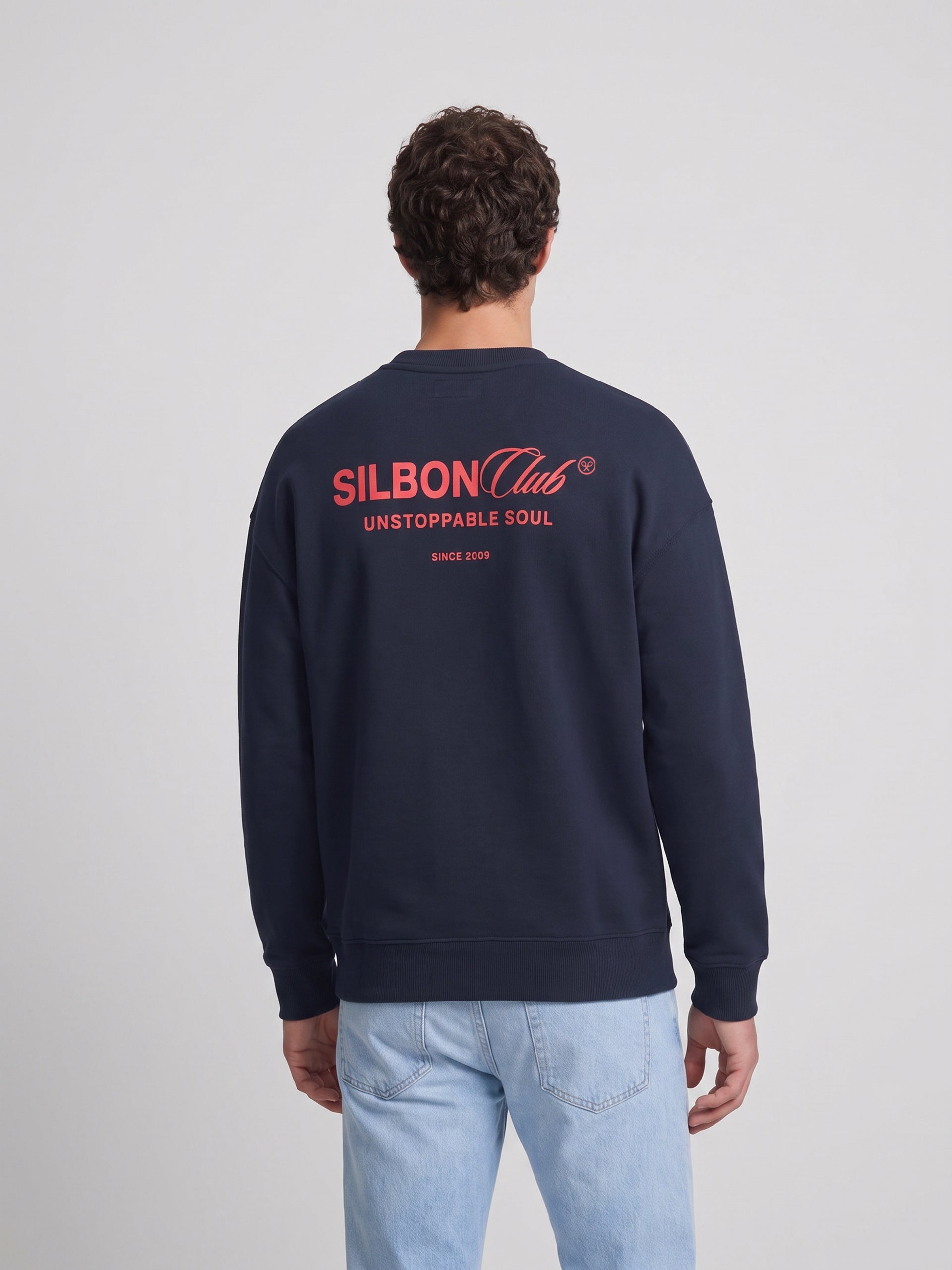 Navy blue relaxed fit Silbon Club sweatshirt