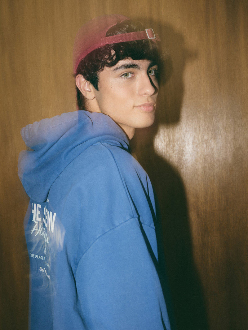 Sweatshirt relaxed fit com capuz hangout azul
