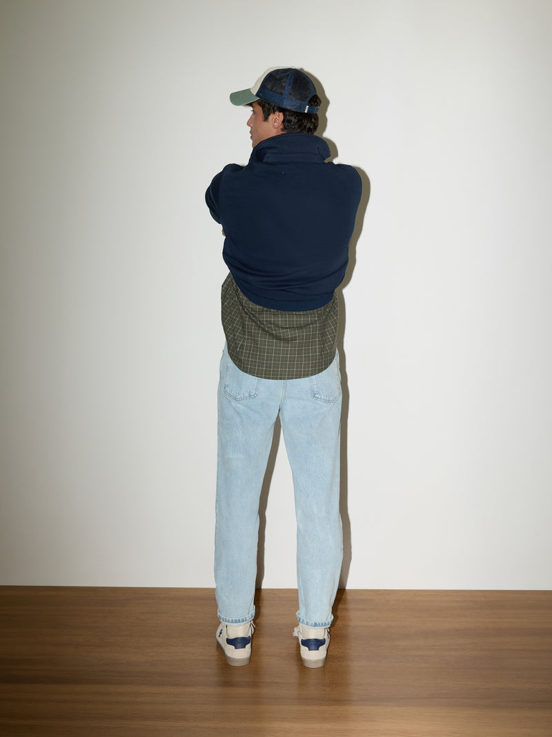 Two-tone navy blue kangaroo fleece