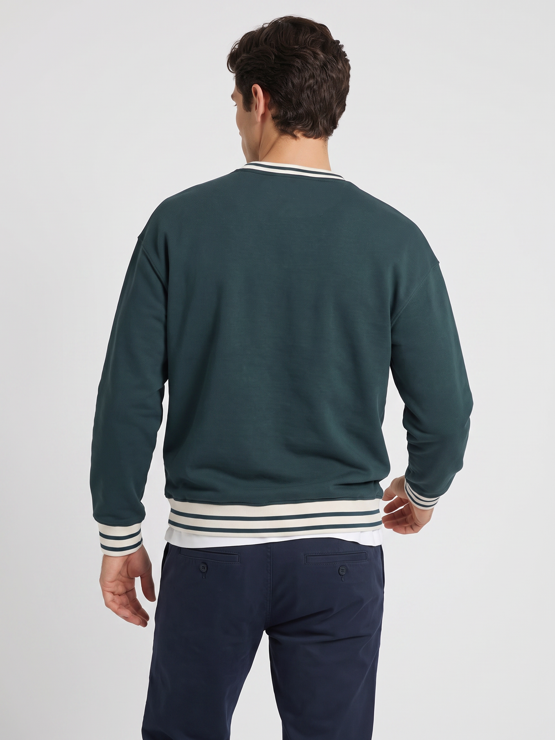 Sweat-shirt coupe décontractée rétro vert foncé