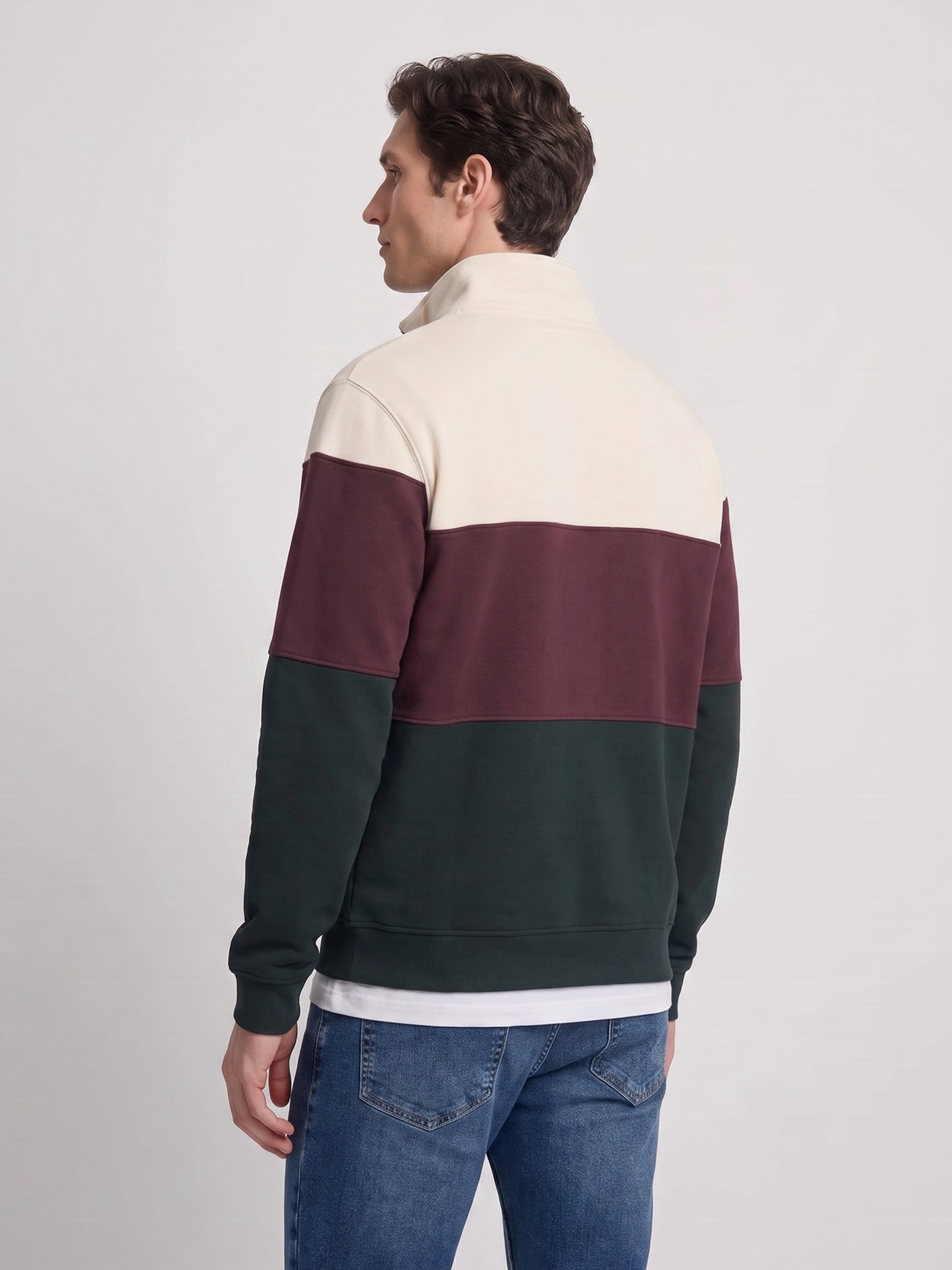Sudadera media cremallera bloques verde