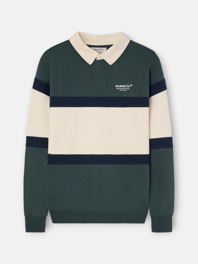 Sudadera cuello polo silbon club verde oscuro