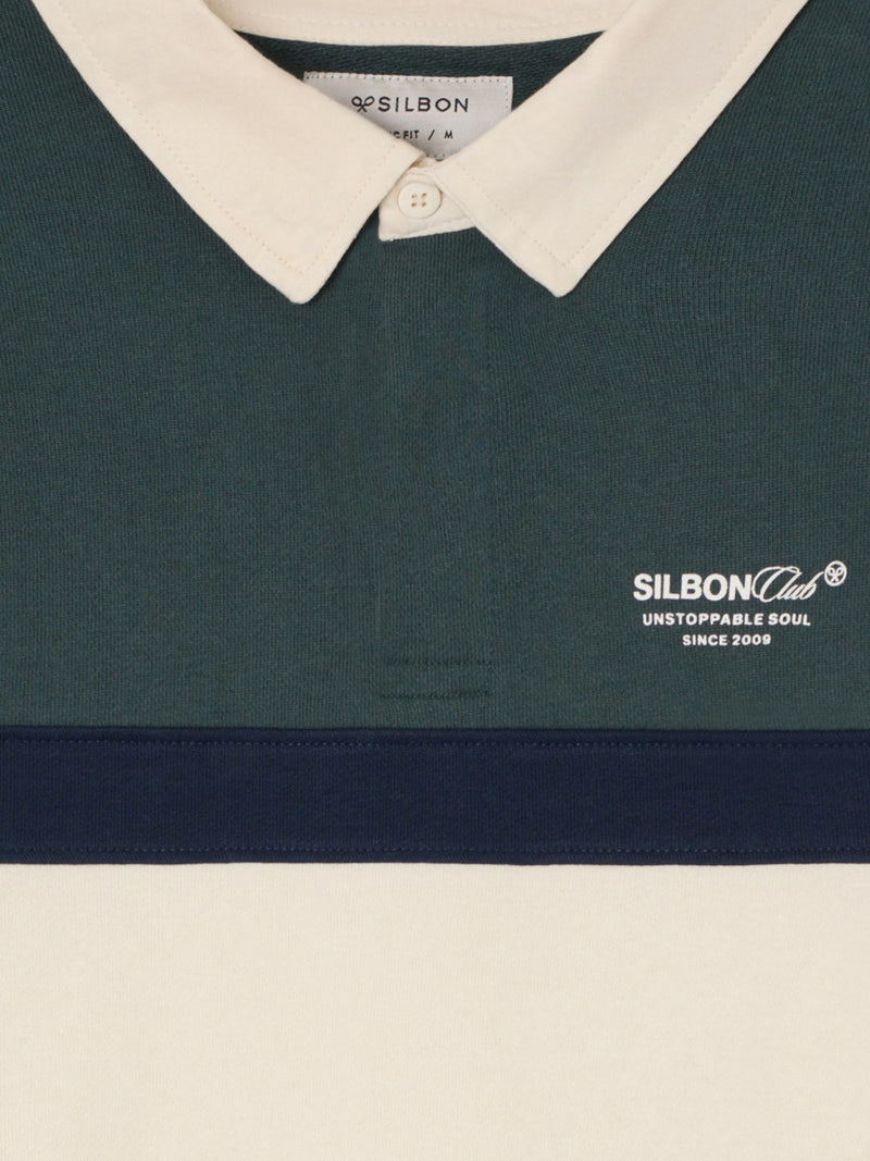 Sudadera cuello polo silbon club verde oscuro