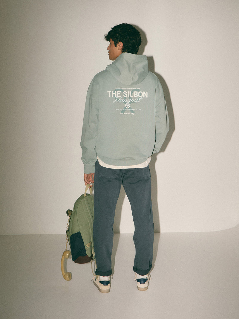 Sweatshirt relaxed fit com capuz hangout verde