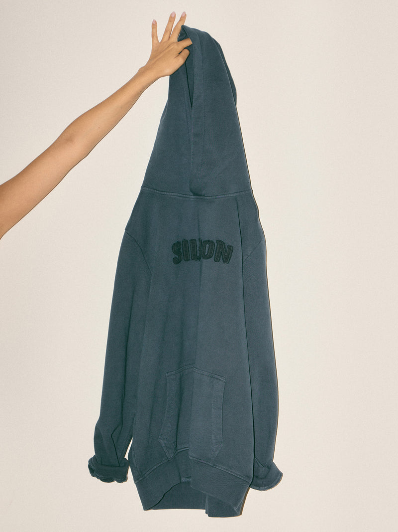 Blue tone patch hoodie