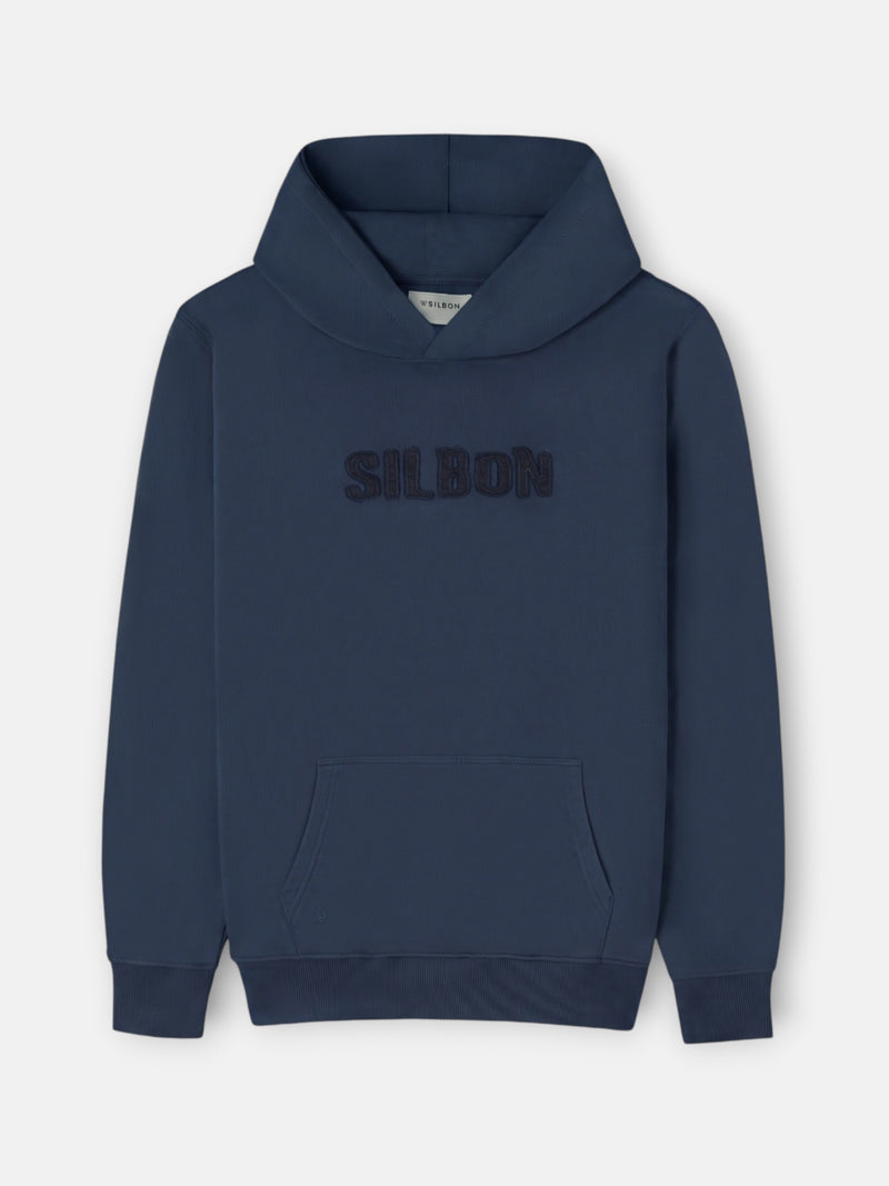 Sudadera capucha parche tono azul