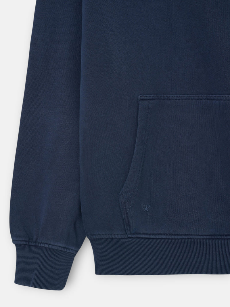 Sudadera capucha parche tono azul