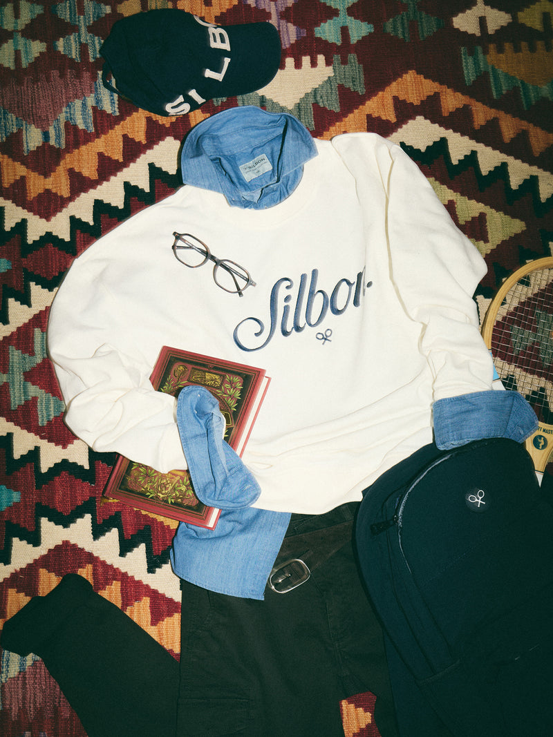 Sudadera relaxed fit silbon bordado crema