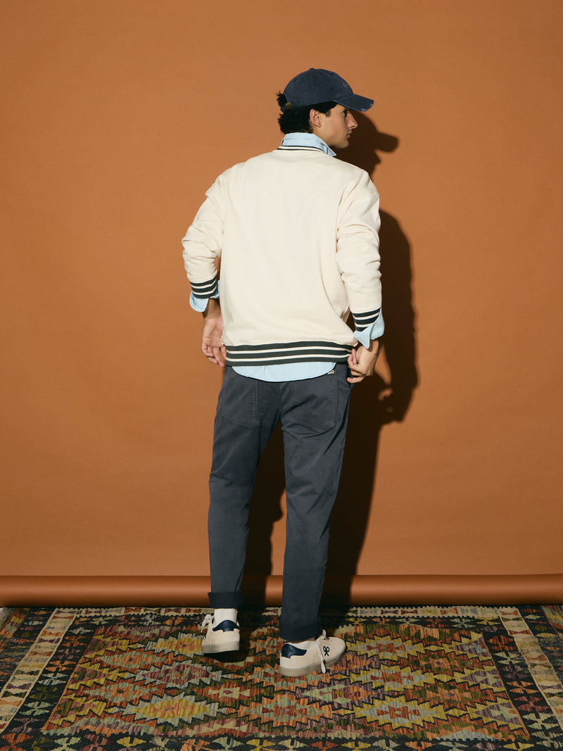 Relaxed fit retro bicolor cream sweatshirt