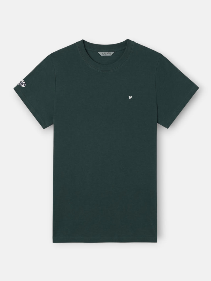 Camiseta basica parche verde oscuro
