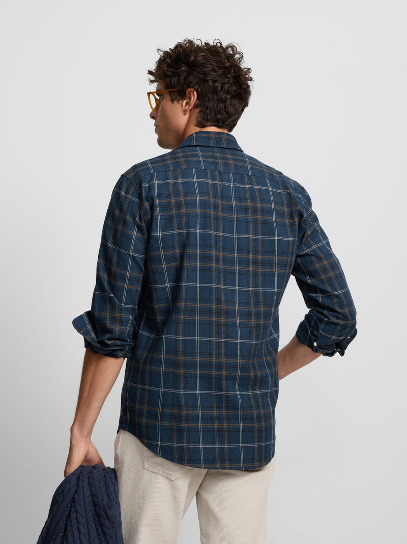 Camisa sport warm xadrez tartan azul-marinho